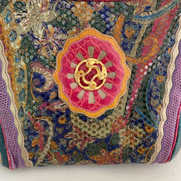 Womens Classic Vintage 1990 Sharif Multi-Colored Jewel Tone Shoulder Strap Purse - Picture 4 of 15